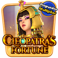Cleopatra’s Fortune slot game icon featuring an Egyptian queen with a progressive multiplier.