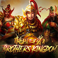 Brothers Kingdom slot game icon featuring three heroic warriors in traditional Chinese armor.