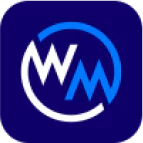 WM Casino logo in blue and white with stylized "WM" letters inside a circular design.